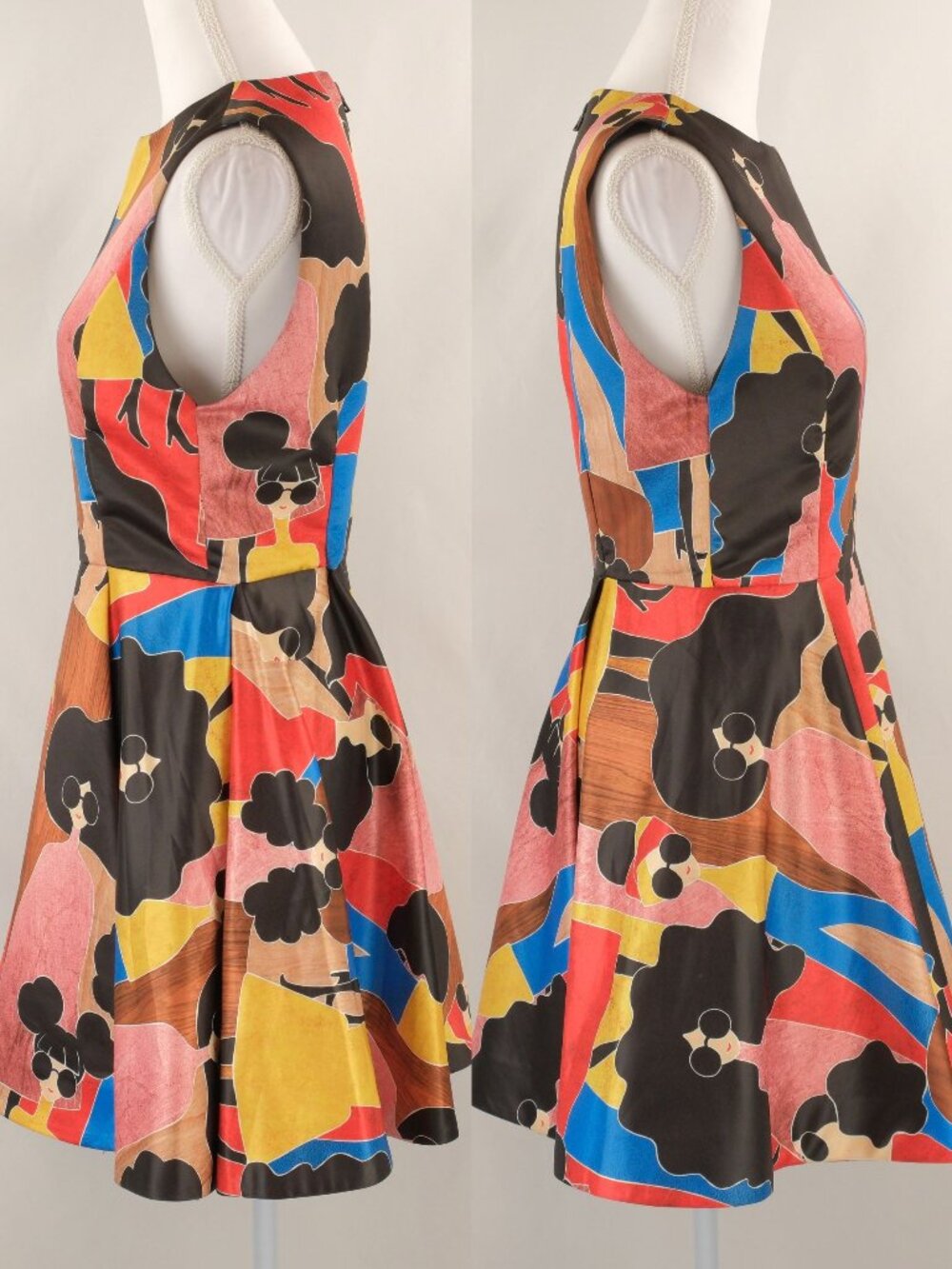 Alice + Olivia Stasia Stacey Print Pleated A-Line Mini Dress, Pink Multi, US 6 - Picture 3 of 10